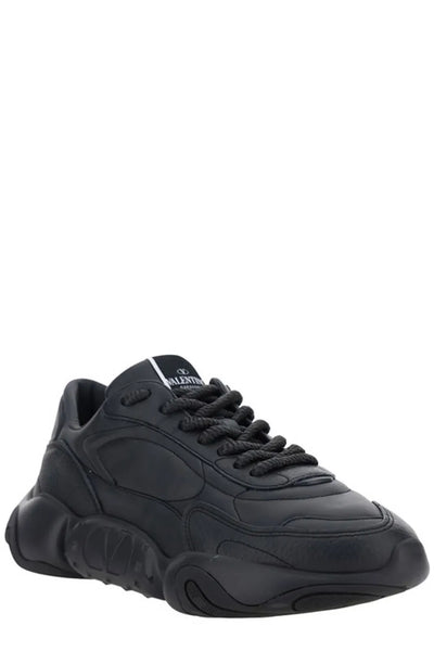 Valentino Black Calf Leather Garavani Men's Sneakers
