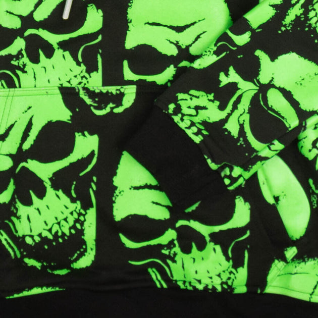 PSYCHWORLD Black & Green Skull Logo Hoodie – Bluefly