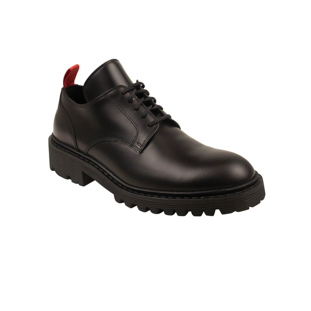424 ON FAIRFAX Black Leather Red Tab Derby Shoes – Bluefly