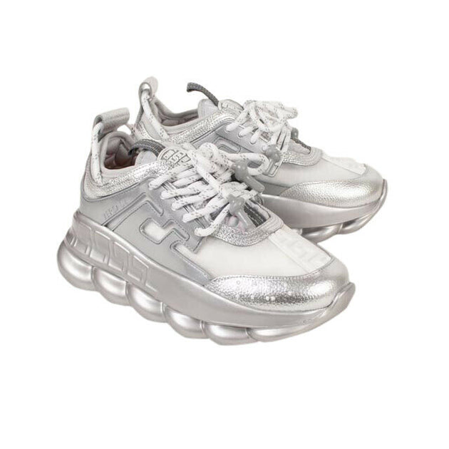 VERSACE Silver 'Chain Reaction' Sneakers – Bluefly