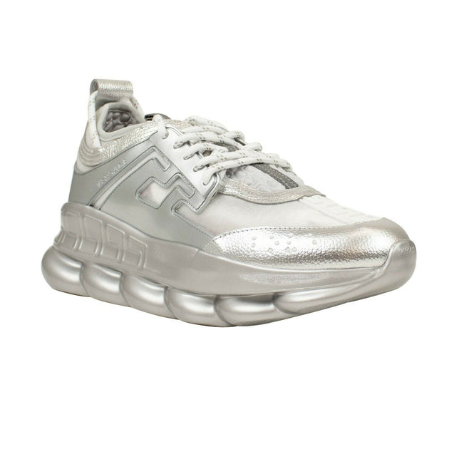 VERSACE Silver Chain Reaction Sneakers – Bluefly