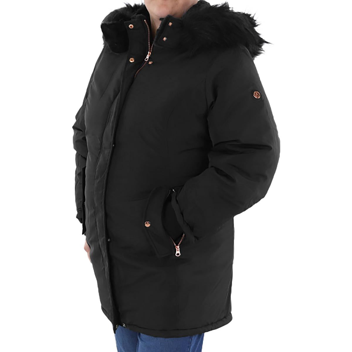 Plus Womens Insulated Faux Fur Hood Anorak Jacket