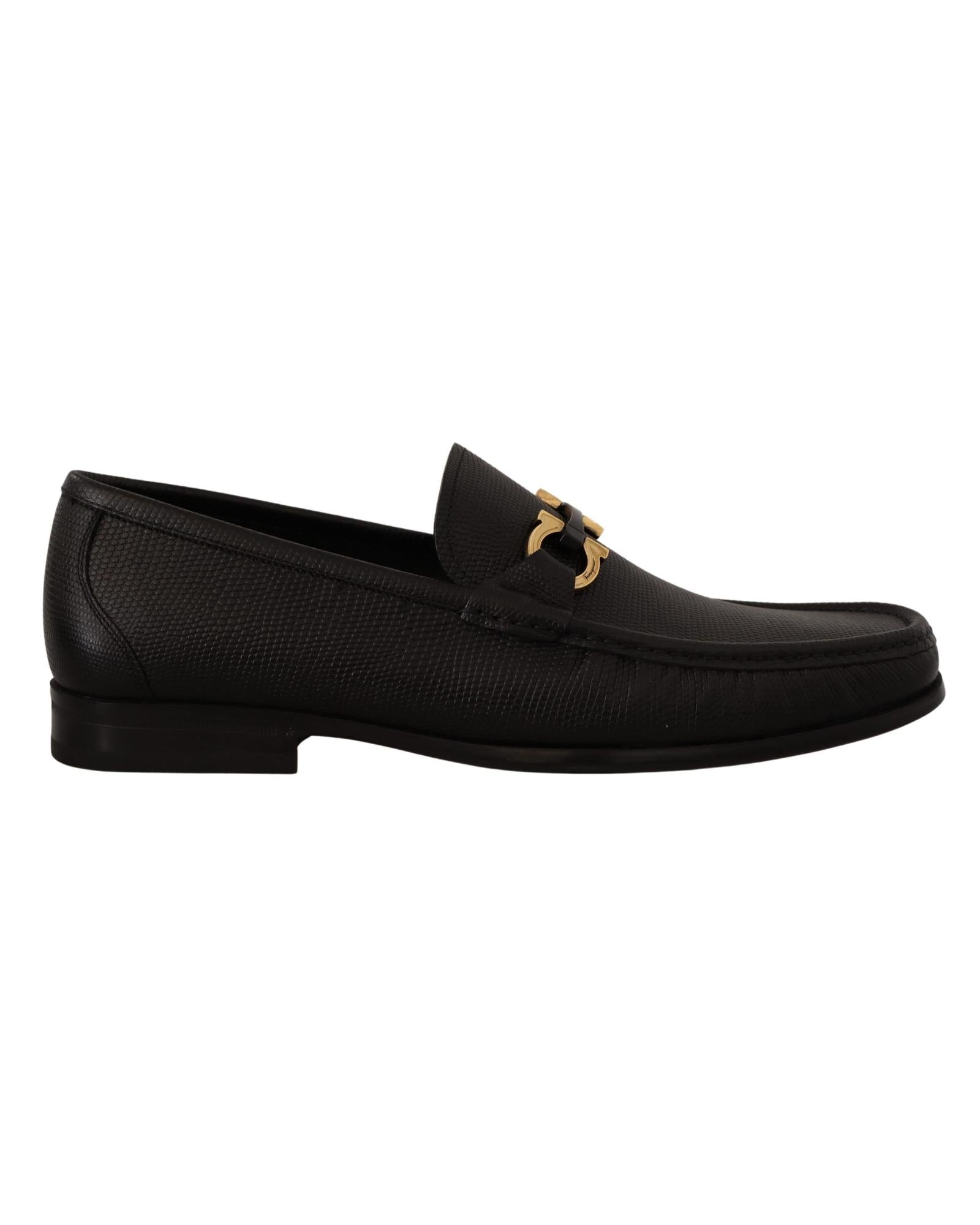 Salvatore Ferragamo  Men's Black Leather Gancini Loafers