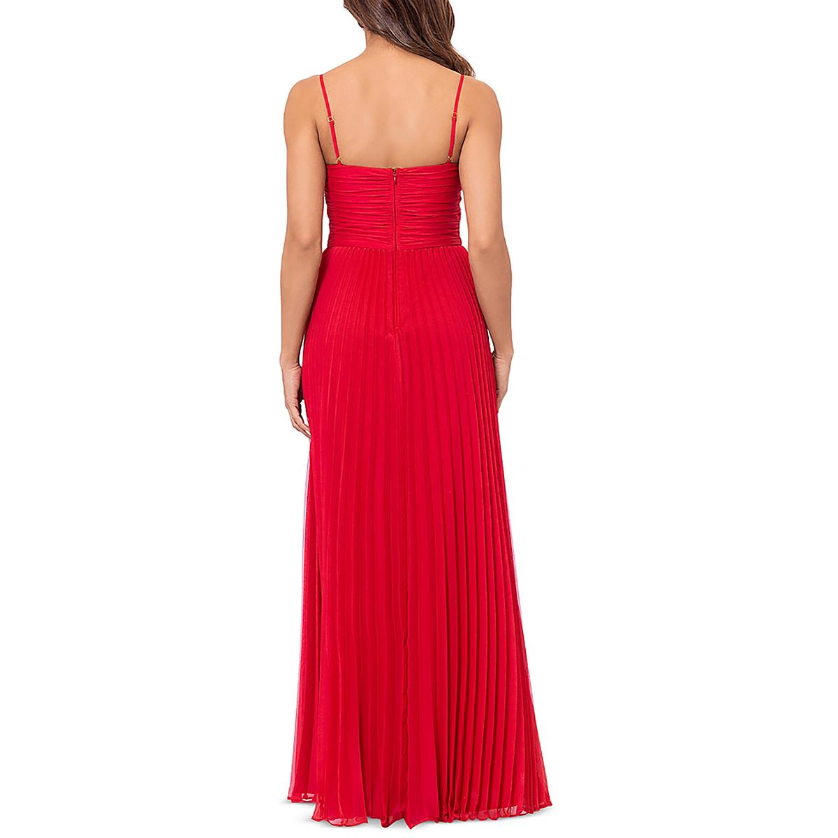 Womens Chiffon Shutter Pleat Evening Dress