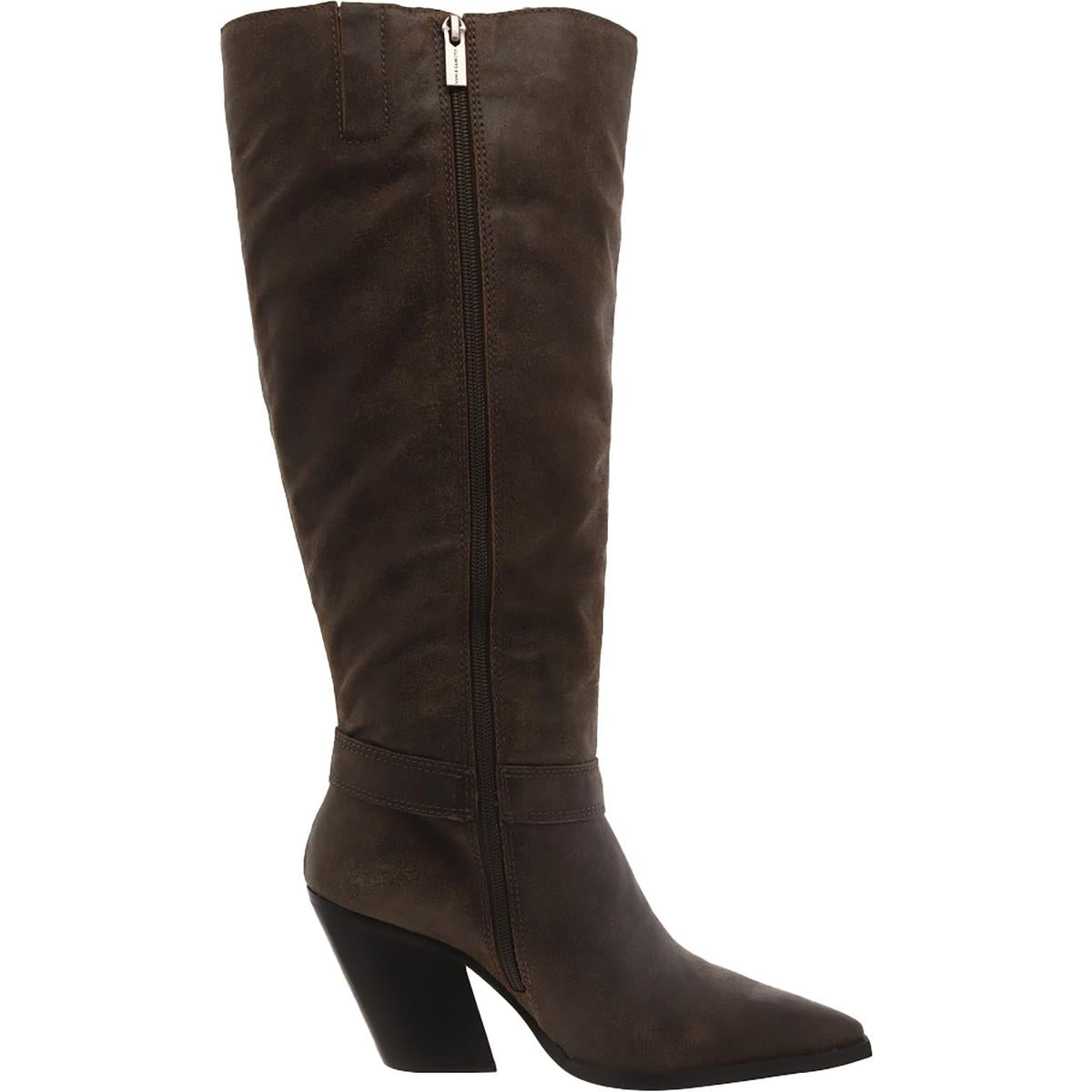 Grathly Womens Suede Block Heel Knee-High Boots