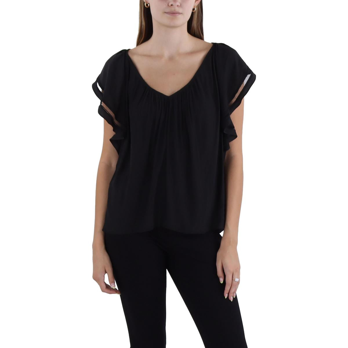 Womens Mesh Gathered Blouse