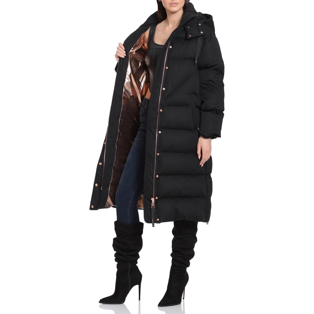 Womens Long Quilted Puffer Jacket