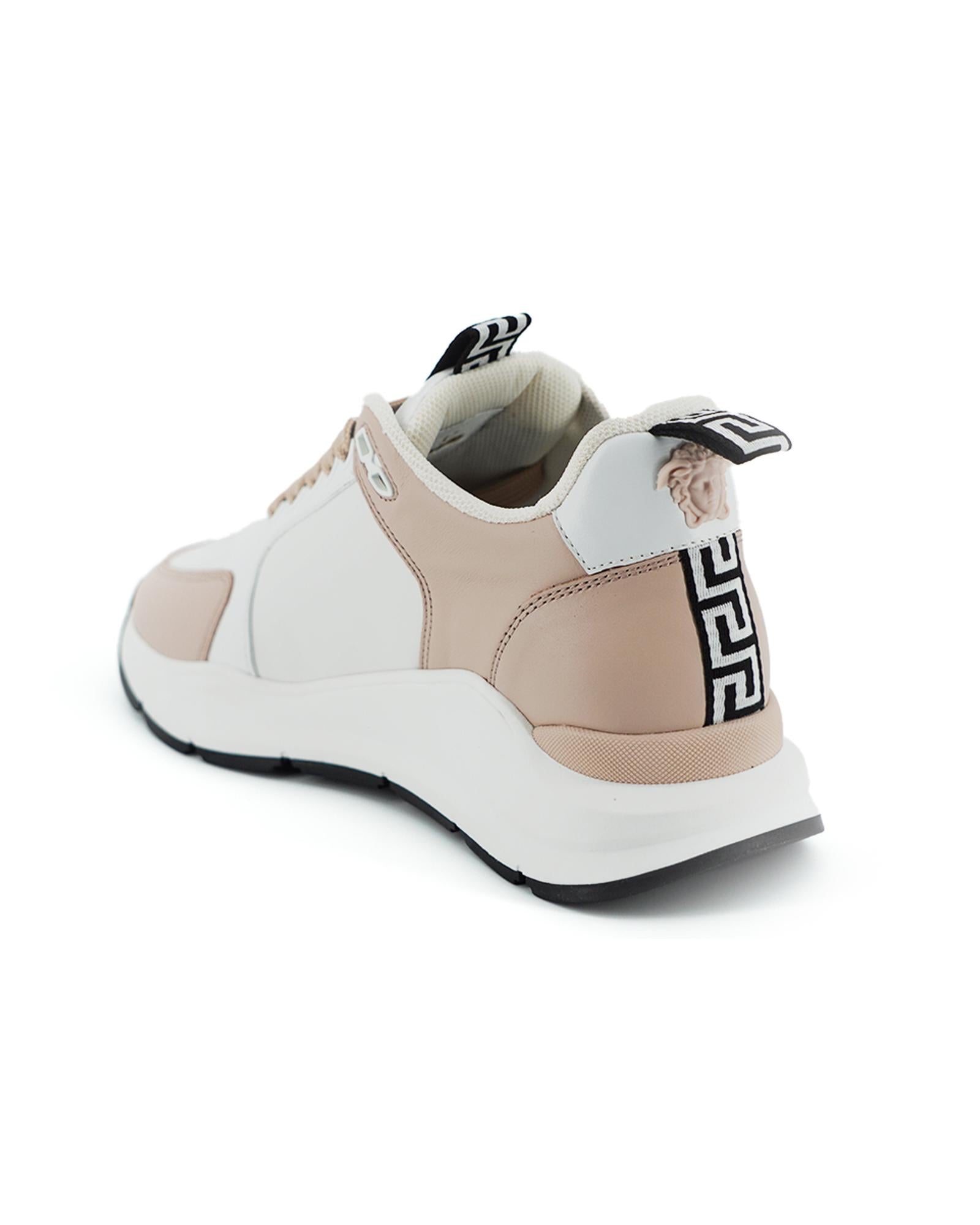 Versace Pink and White Calf Leather Sneakers3