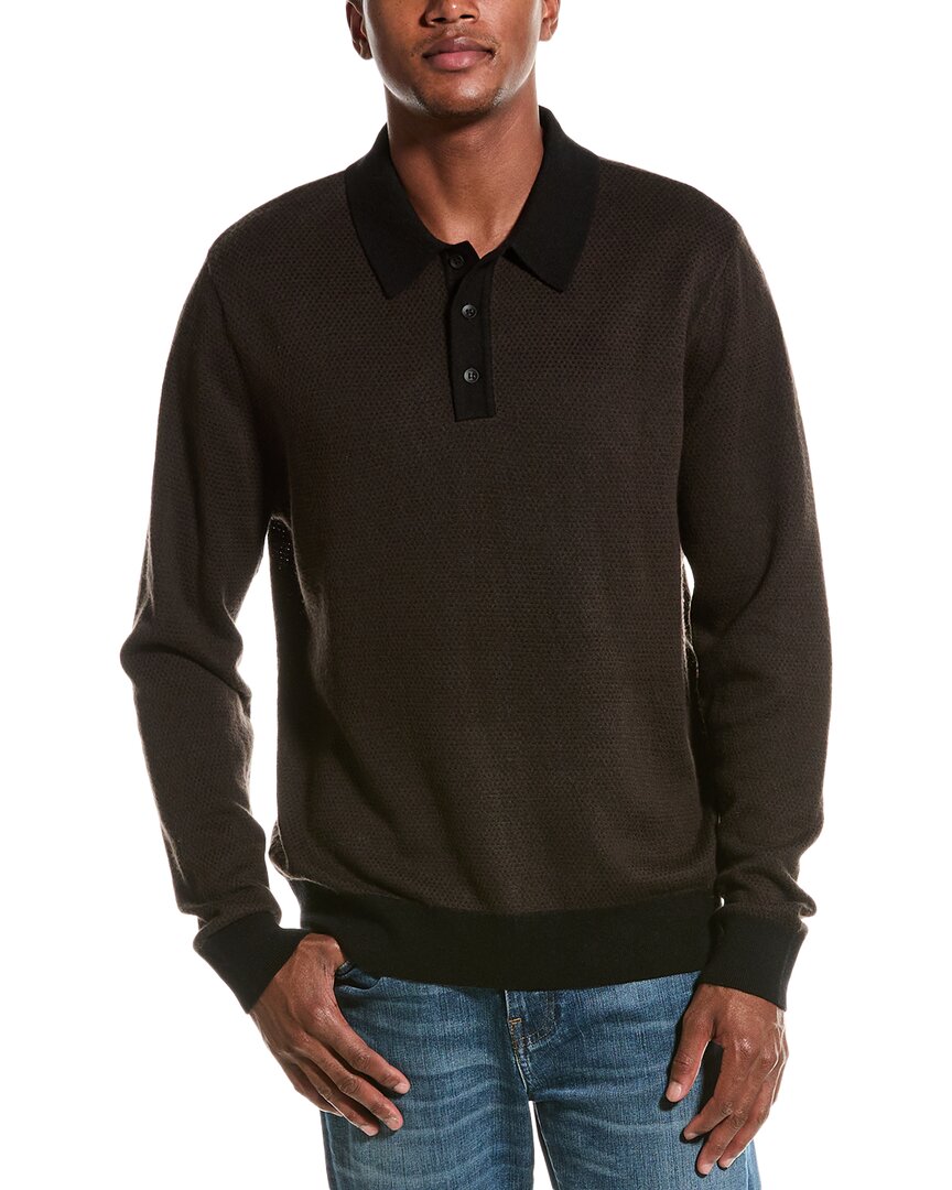 Elie Tahari Textured Wool-Blend Polo Sweater