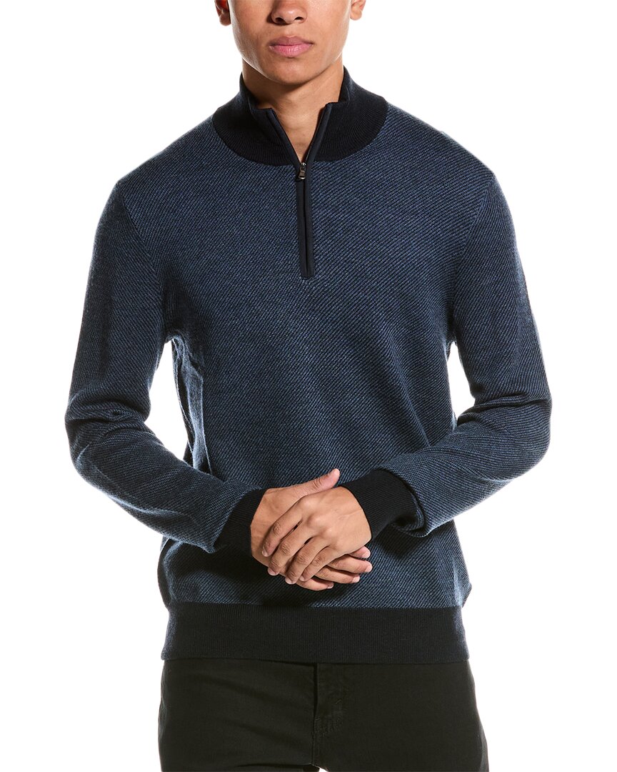 Bruno Magli Twill Suede-Trim Wool Pullover