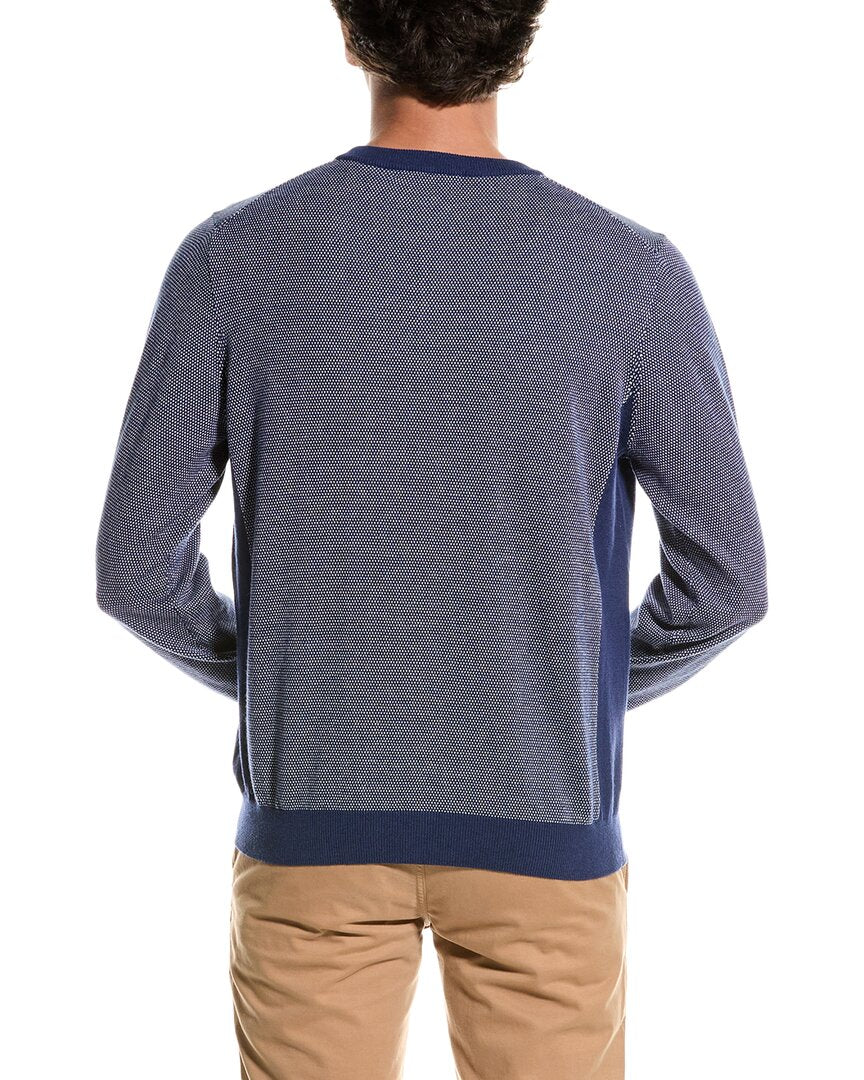 Alashan Birdseye Colorblocked Henley Cashmere-Blend Pullover2