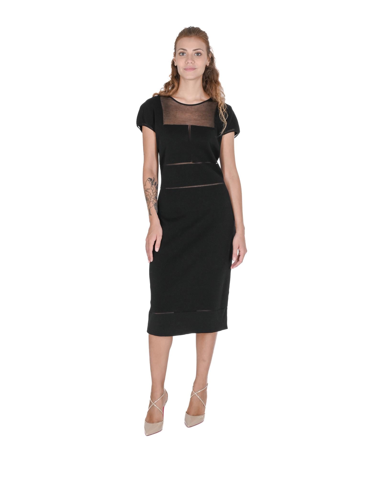 Ferragamo  Black Sheer Panel Dress