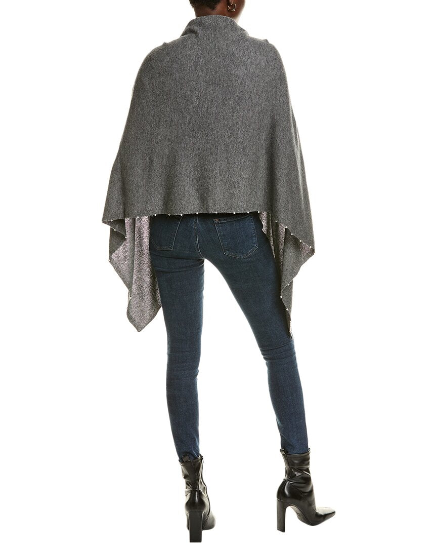 Sofiacashmere Pearl Trim Wool & Cashmere-Blend Poncho