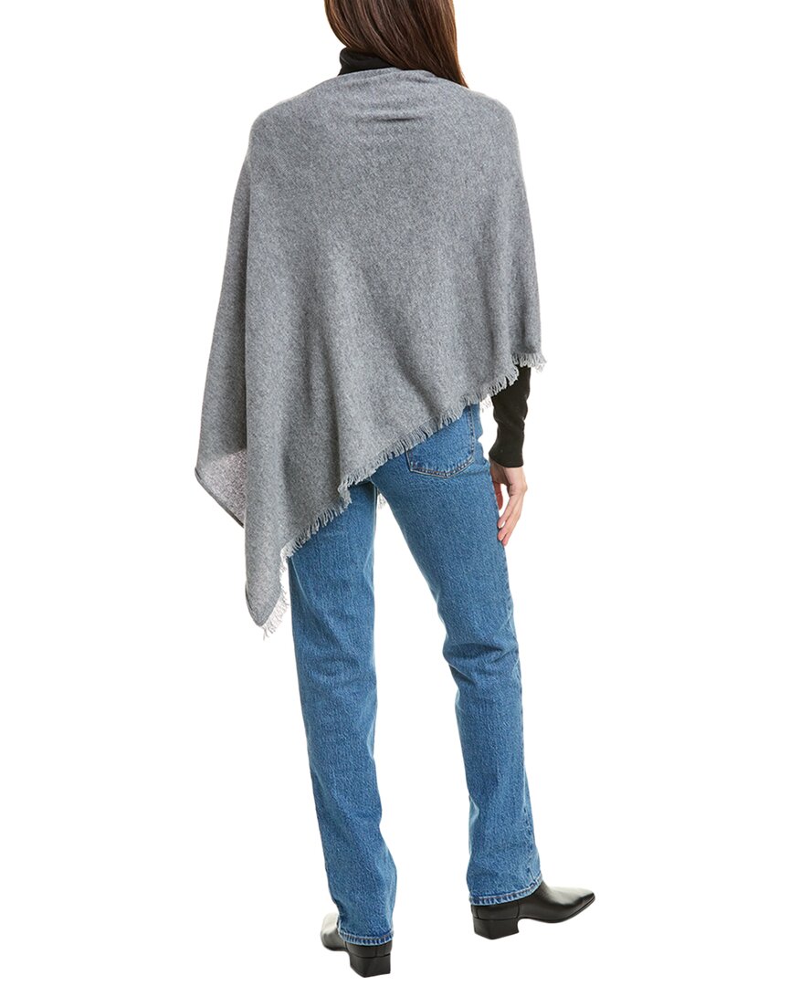 Amicale Cashmere Fringe Asymmetrical Cashmere Poncho