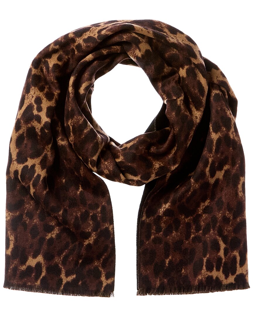 Amicale Cashmere Cheetah Double Face Wool & Cashmere-Blend Scarf