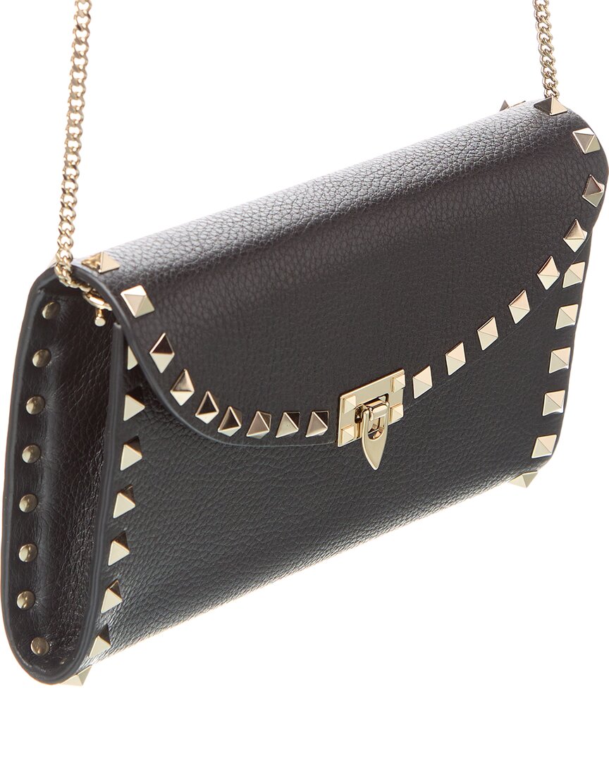 Valentino Rockstud Grainy Leather Wallet On Chain7