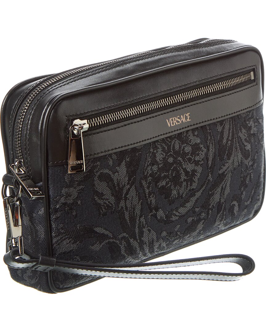 Versace Barocco Jacquard & Leather Pouch