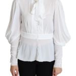 Dolce & Gabbana  White Silk Blouse with Tie Neck