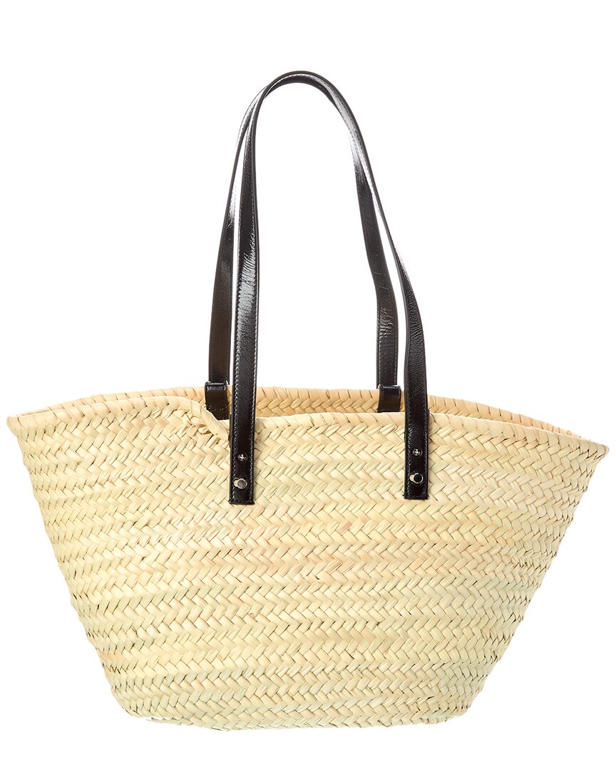 Palm Angels Palm Applique Straw & Leather Tote