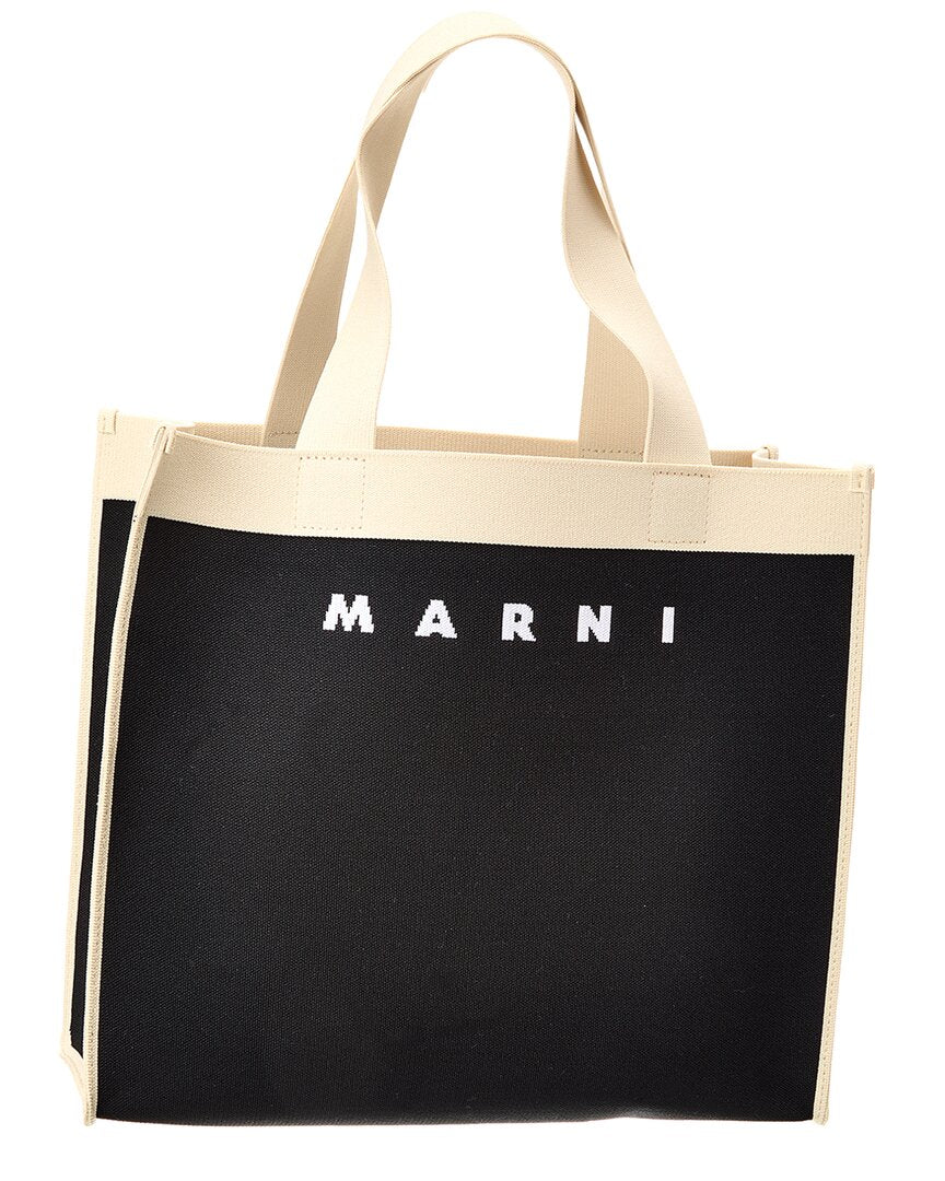 Marni Logo Jacquard Medium Canvas Tote