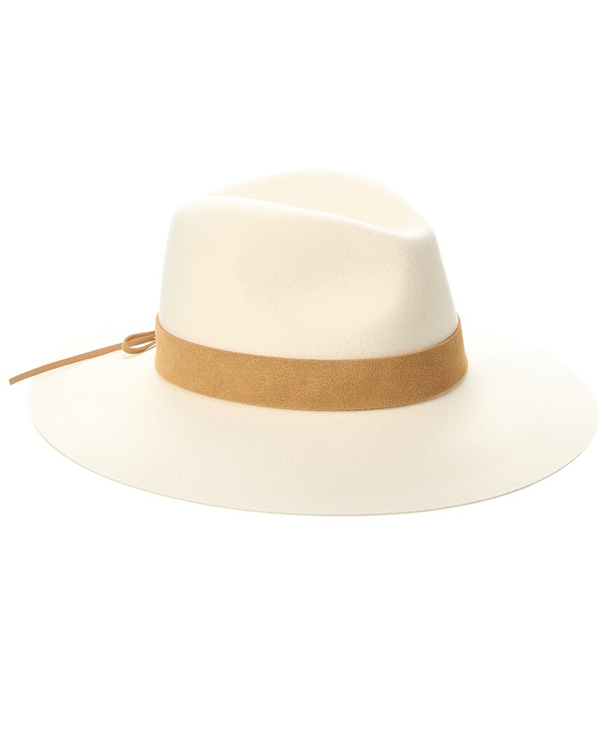 Bruno Magli Wide Brim Leather-Trim Wool Fedora