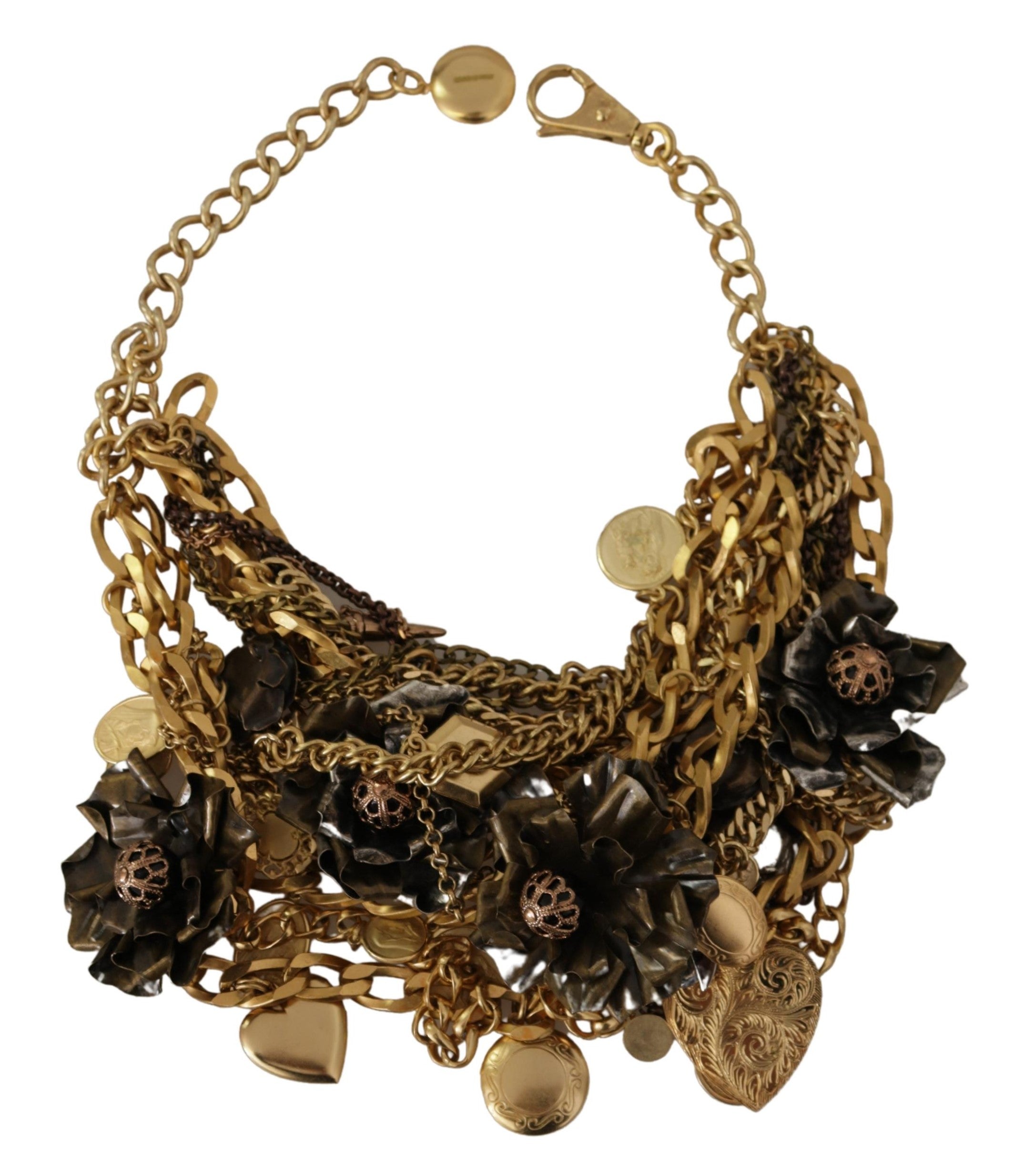 Dolce & Gabbana  Gold MultiChain Necklace with Flowers and Charms