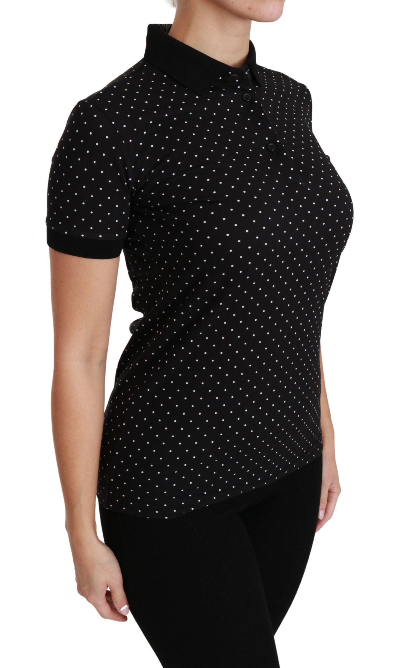 Dolce & Gabbana Elegant Black Dotted Polo Women's Shirt