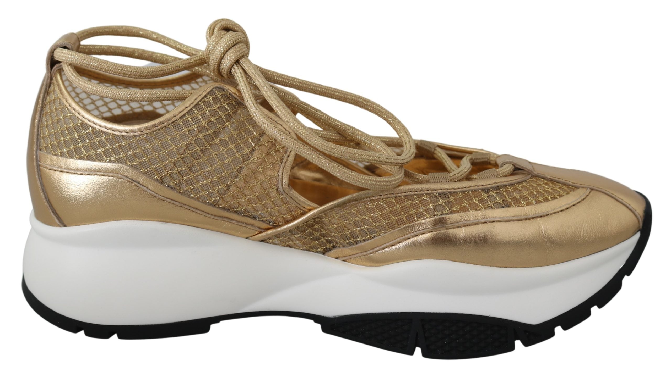 Jimmy Choo  Diamond Gold Leather Sneakers