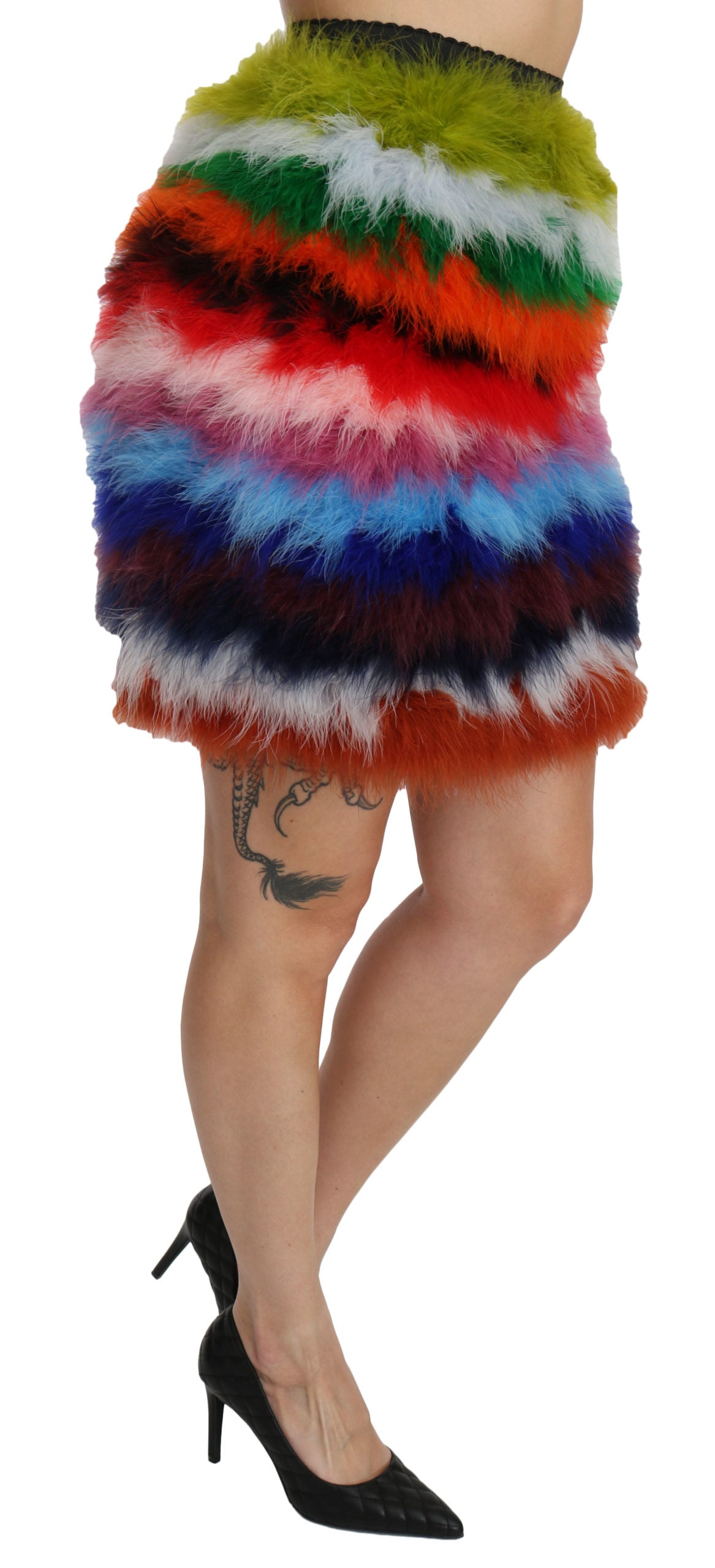 Dolce & Gabbana Gorgeous High Waist Mini Feather Skirt