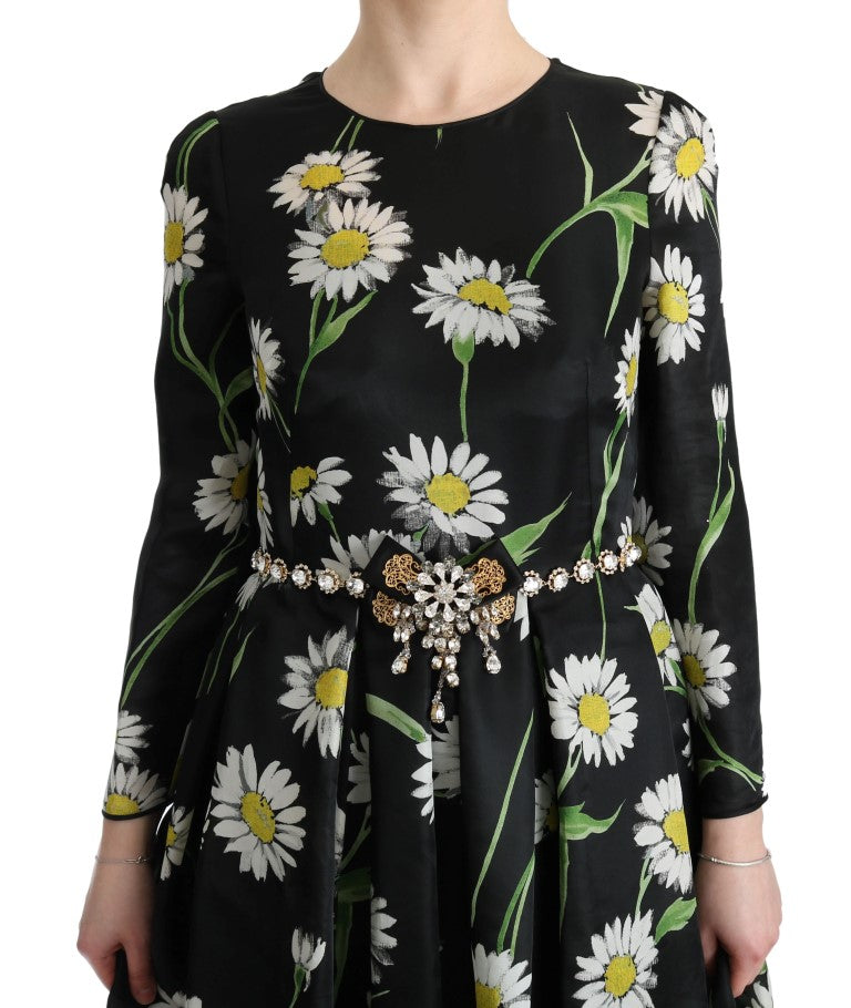 Dolce & Gabbana  Floral Print Silk Dress - Black