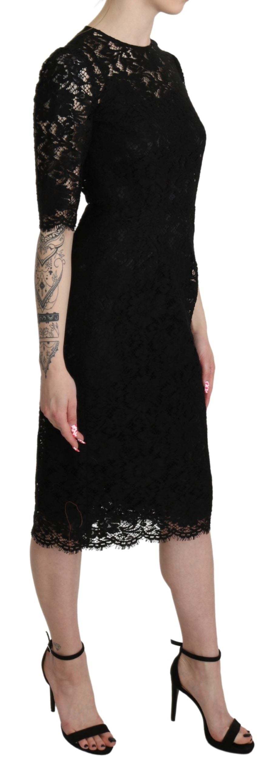 Dolce & Gabbana  Black Lace Midi Dress