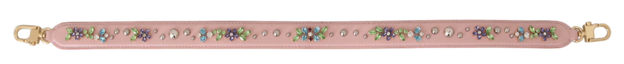 Dolce  Gabbana Pink Leather Crystal Stud Accessory Shoulder Strap9