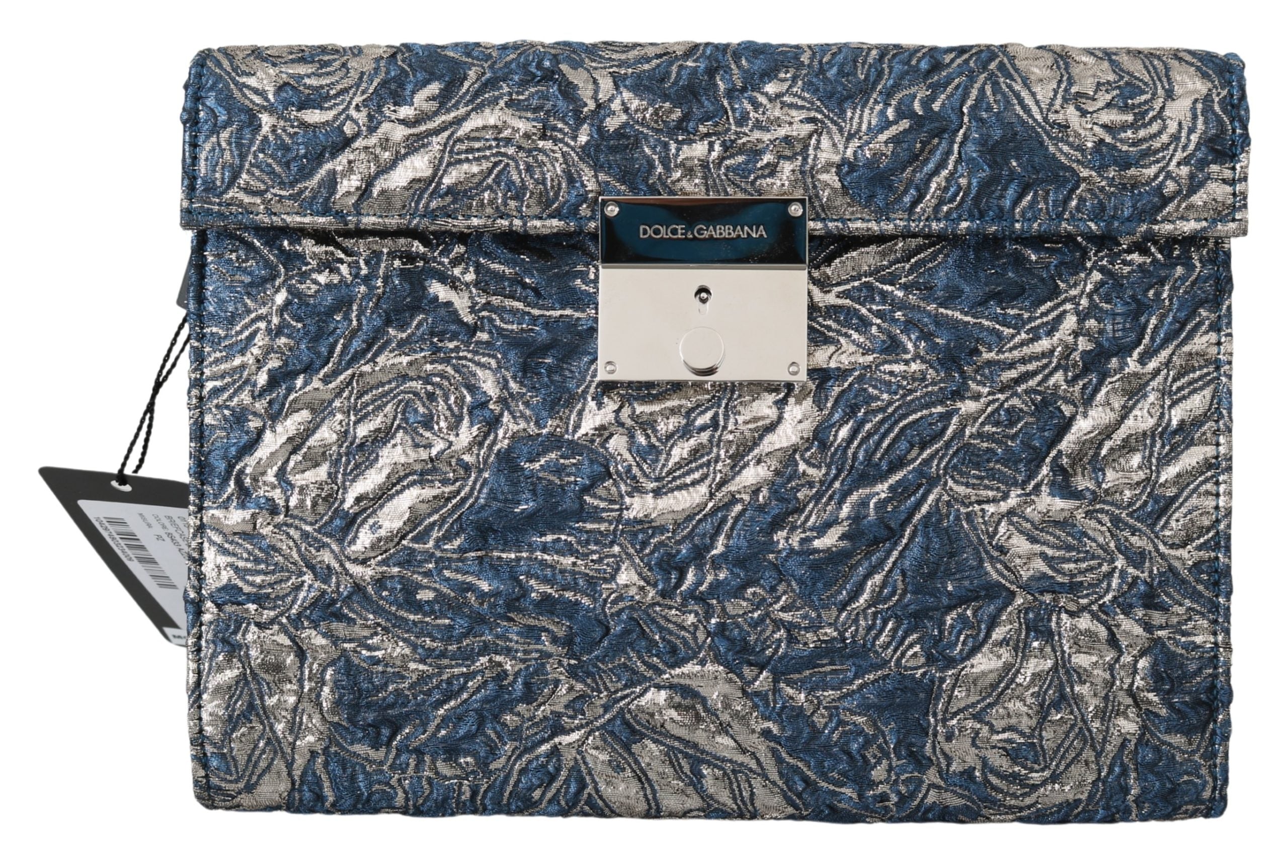 Dolce & Gabbana Silver Jacquard Leather Document Briefcase