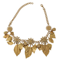 Dolce  Gabbana Green Leaves Gold Brass Crystal Flower Pendant Necklace21