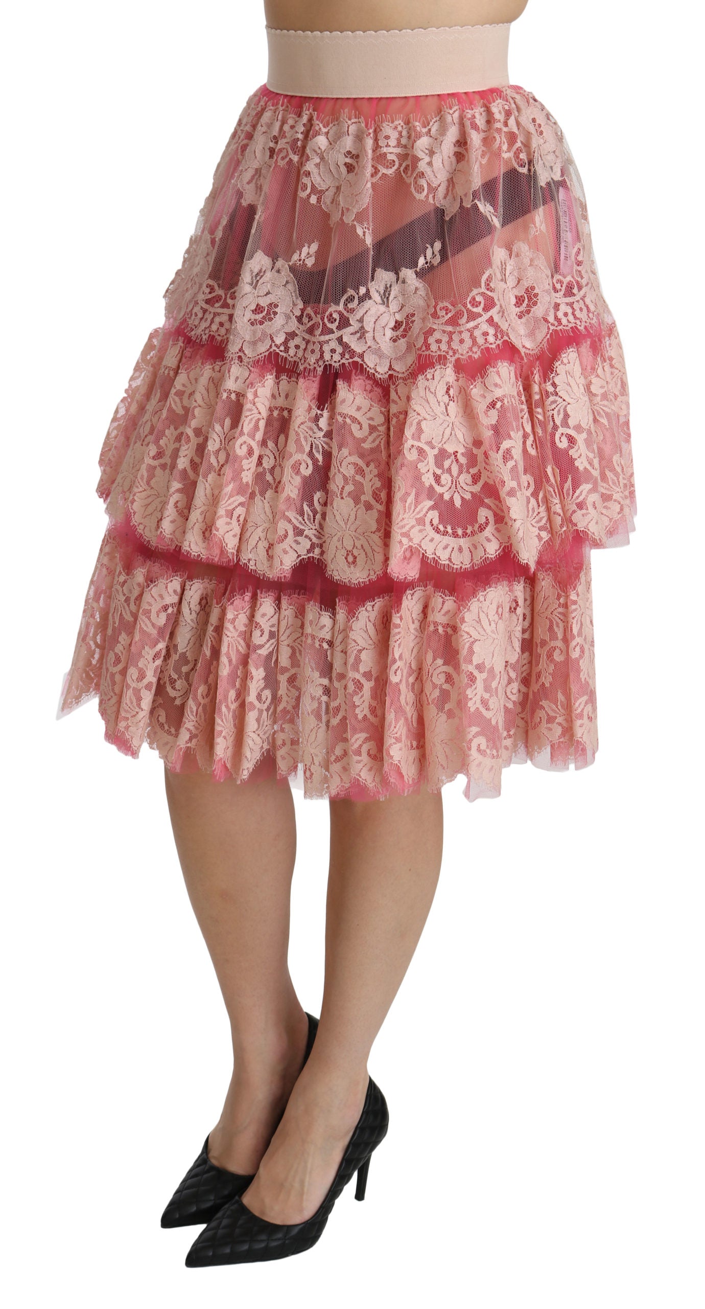 Dolce & Gabbana  Women's Pink Lace A-Line Skirt