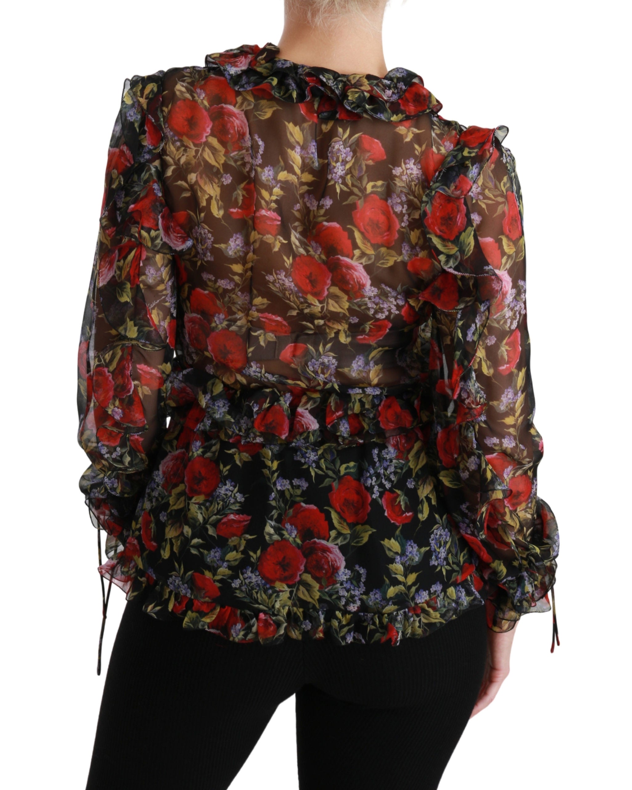 Dolce & Gabbana  Floral Print Silk Blouse - Black