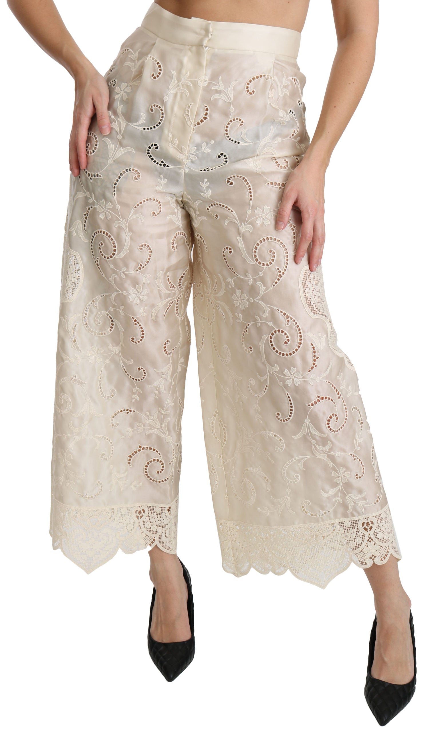 Dolce & Gabbana  Floral Embroidered Culottes White