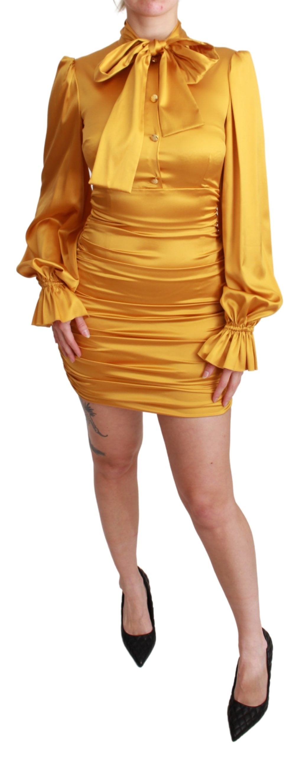 Dolce & Gabbana  Silk Mini Dress - Mustard