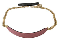 Dolce  Gabbana Pink Leather Gold Chain Accessory Shoulder Strap7