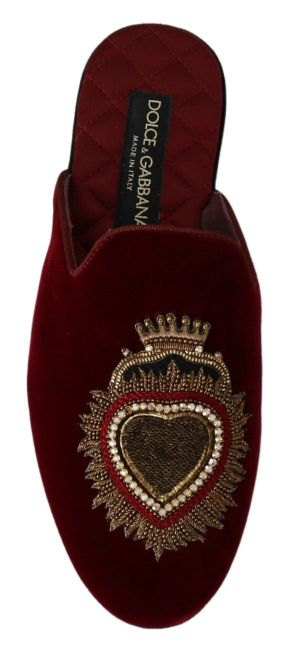 Dolce & Gabbana  Men's Embroidered Eye Velvet Slippers