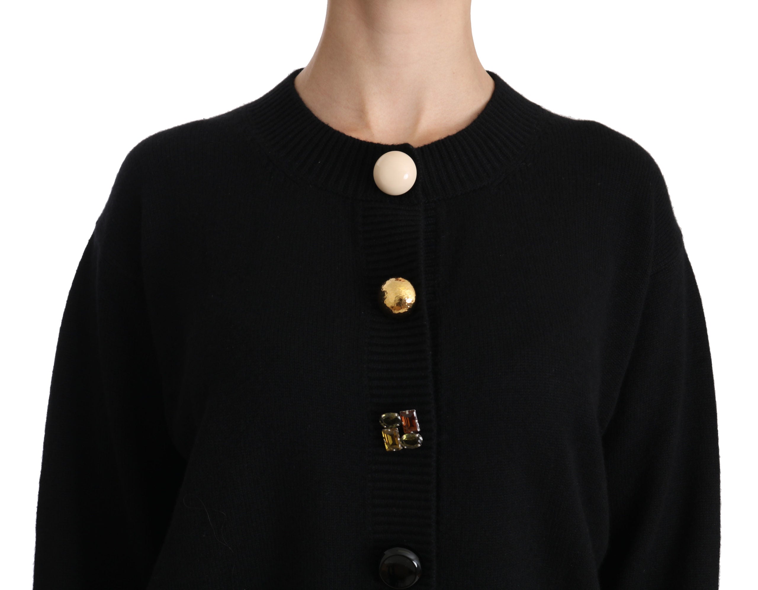 Dolce & Gabbana  Black Knit Cardigan with Embellished Buttons