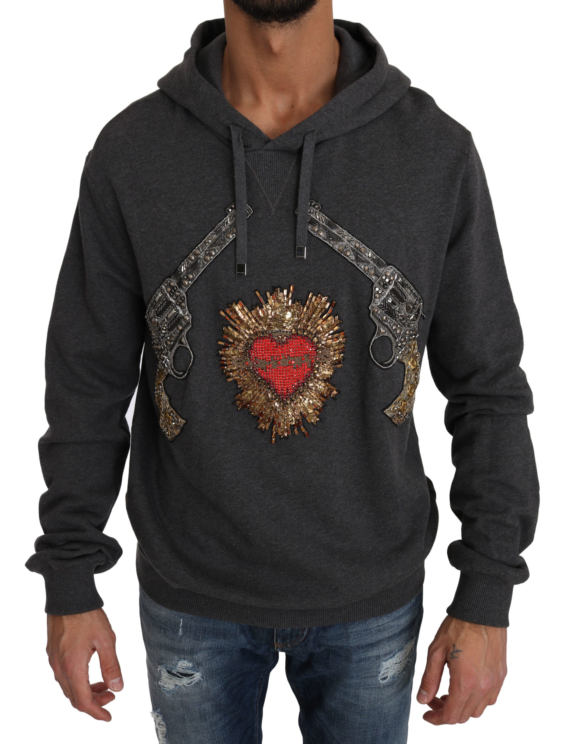 Dolce & Gabbana  Mens Gun & Heart Hoodie Sweatshirt