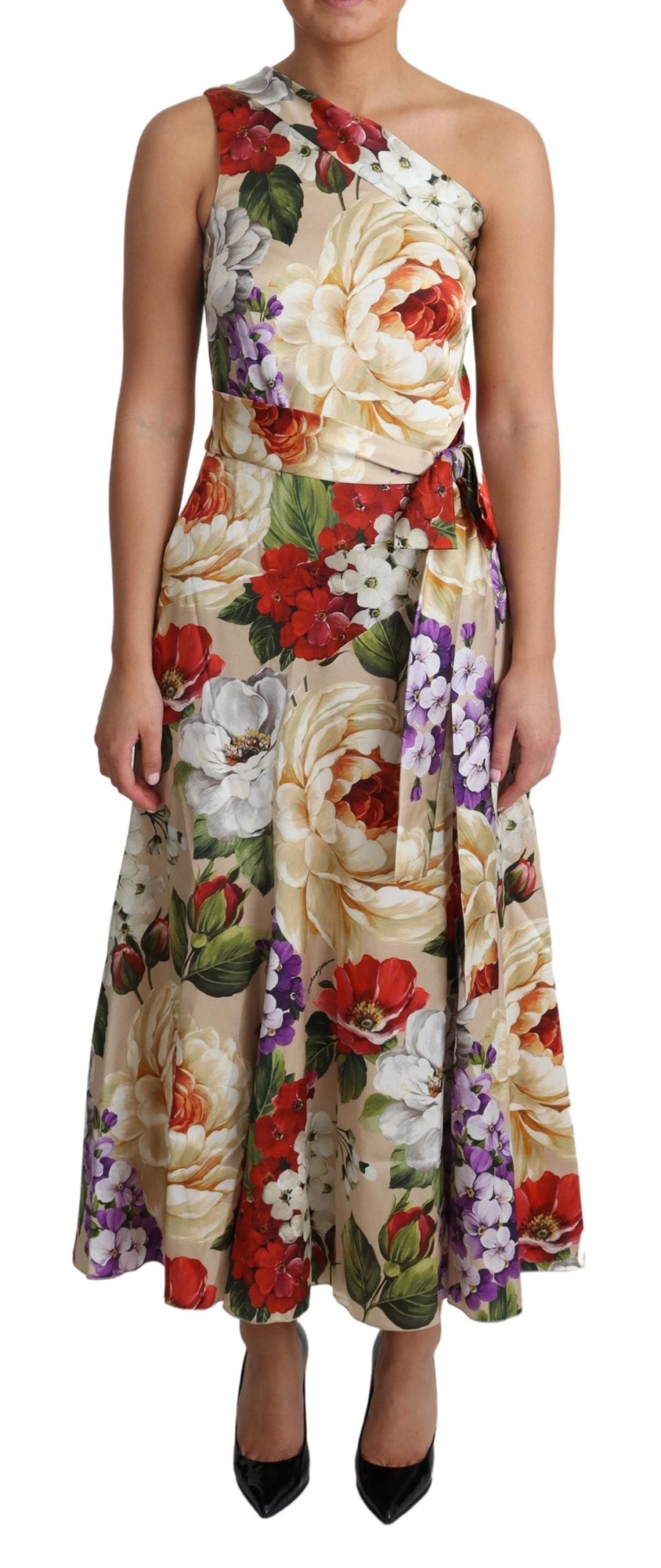 Dolce & Gabbana One Shoulder Floral Print Silk Maxi Dress22