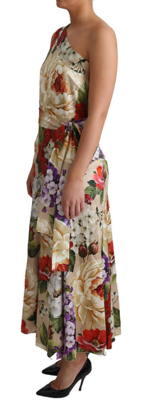 Dolce & Gabbana One Shoulder Floral Print Silk Maxi Dress24