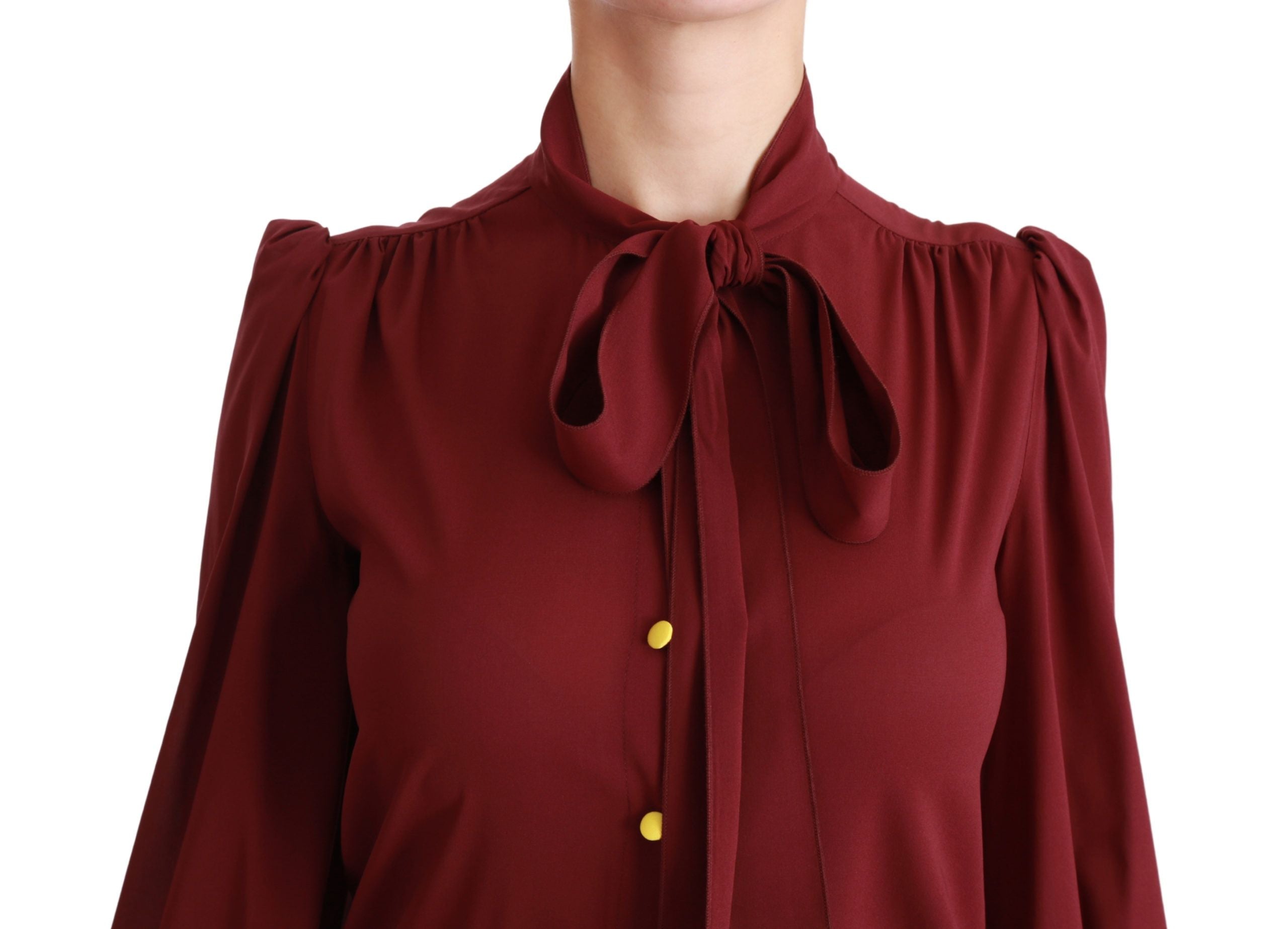 Dolce & Gabbana Elegant Maroon Silk Blend Polo Women's Blouse