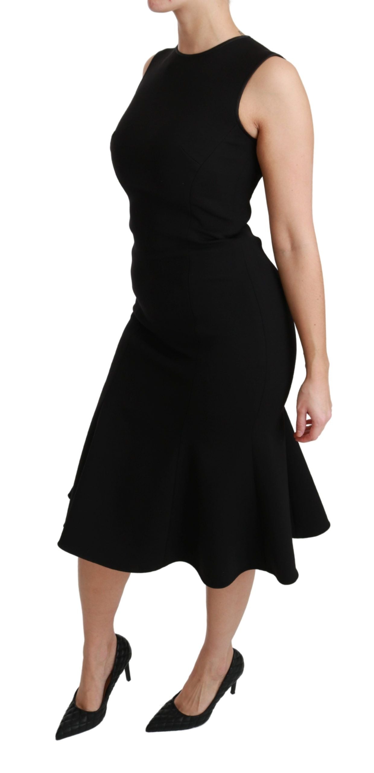 Dolce & Gabbana Elegant Black Fit Flare Wool Blend Women's Dress