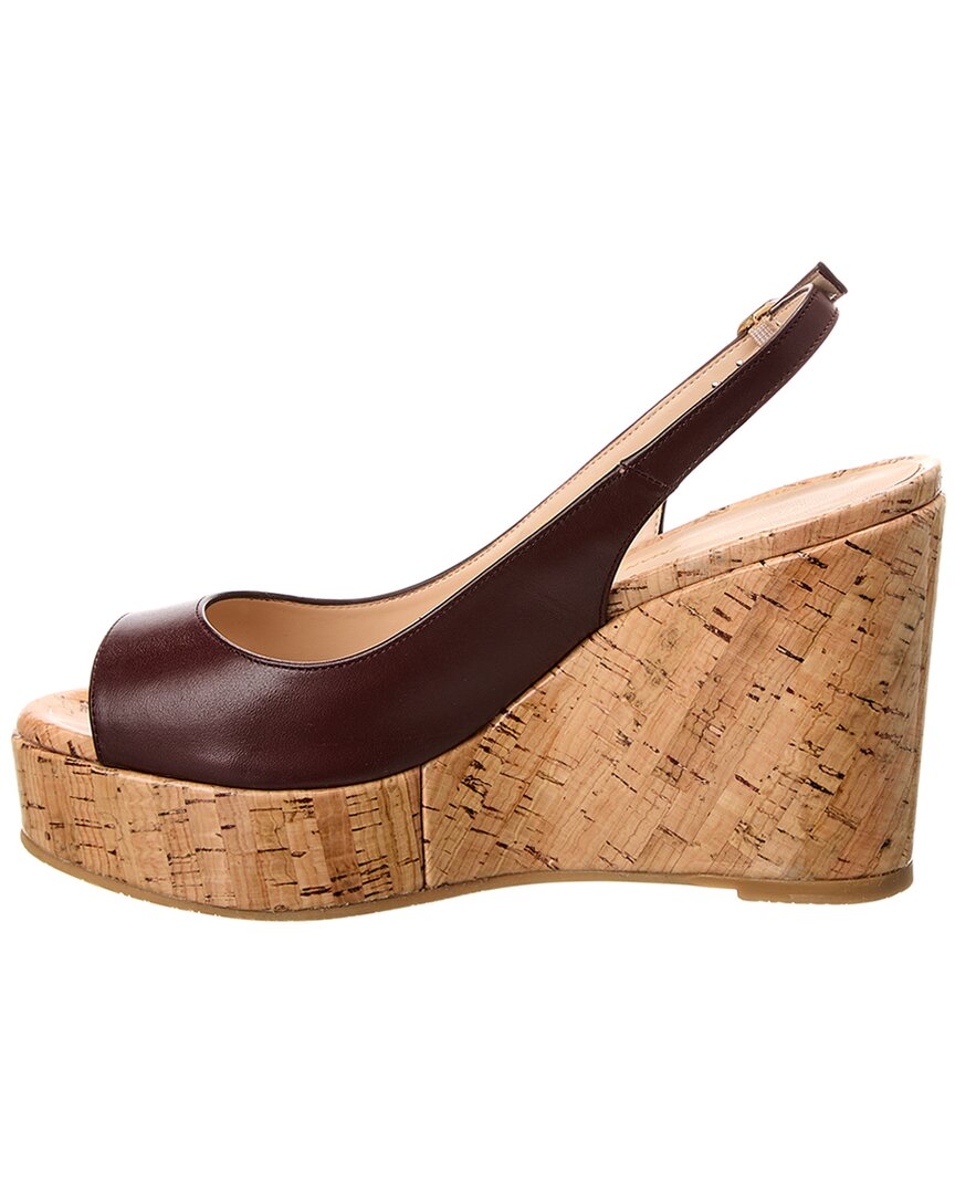 Stuart Weitzman Riveria Leather Slingback Wedge Sandal