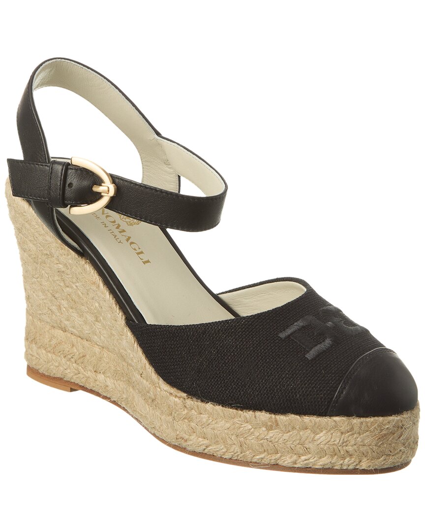 Bruno Magli Marella Canvas & Leather Wedge Sandal