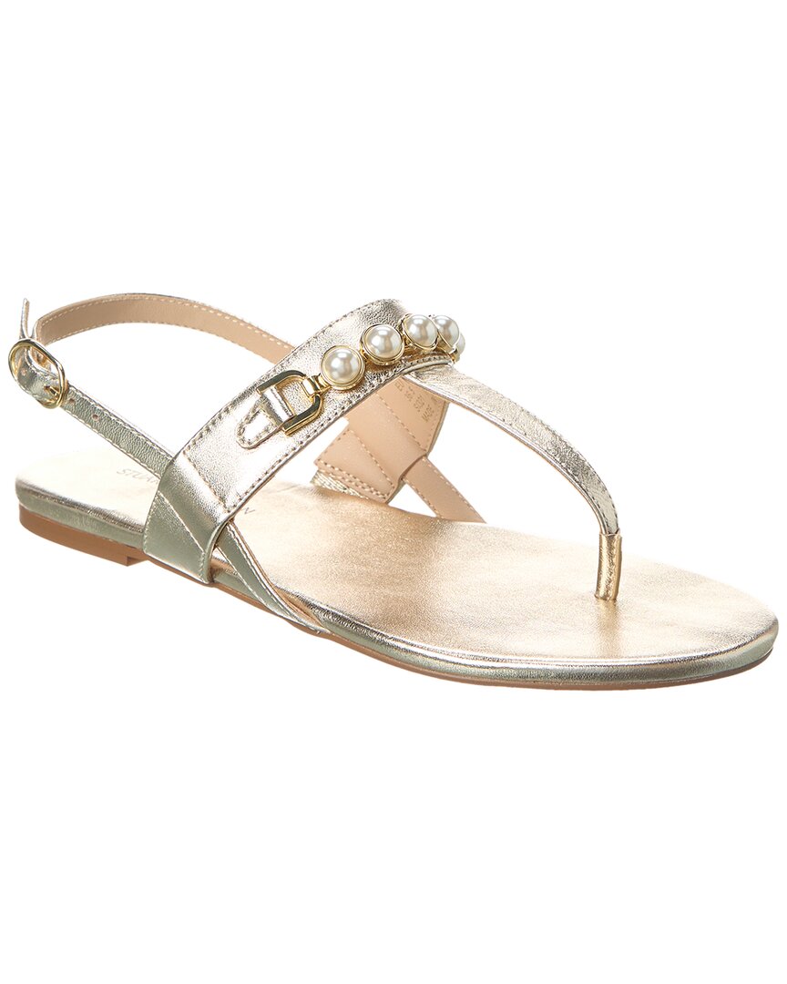 Stuart Weitzman Perla T-Strap Leather Sandal