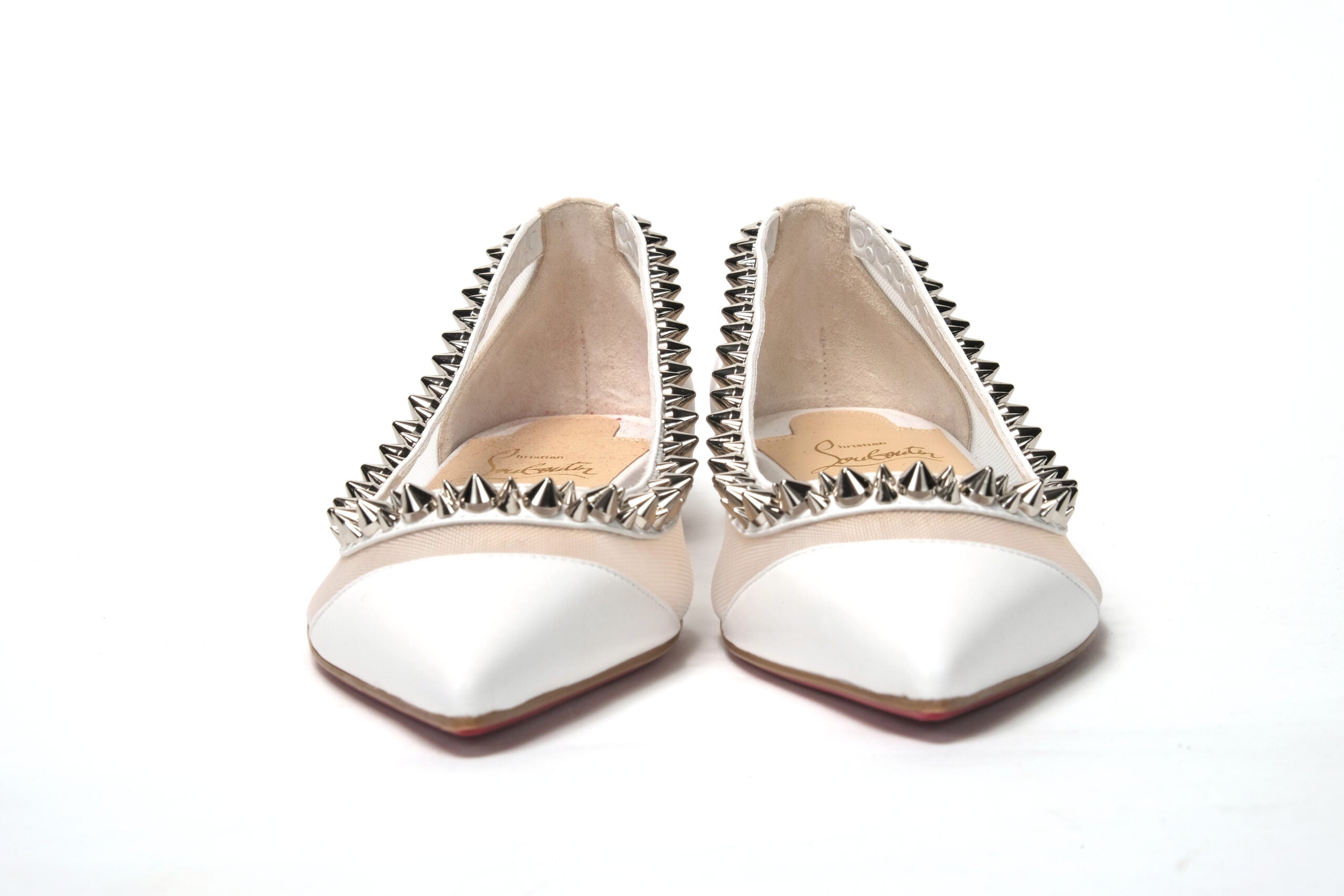 Christian Louboutin  Spike Ballerina Flats in White